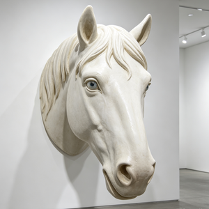 Tête de cheval en fibre de verre avec poils, statue grandeur nature, sculpture <span class=keywords><strong>murale</strong></span>, <span class=keywords><strong>animal</strong></span> - Product Image 5
