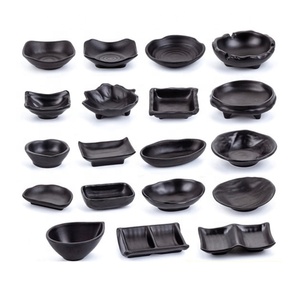 Vajilla de porcelana de imitación <span class=keywords><strong>Platos</strong></span> de material pequeño negro Vajilla de Melamina negra Plato de inmersión - Product Image 6