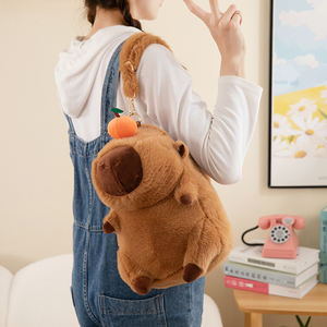 Children's Cartoon Capybara Plush Backpack New Style Zipper Closure Doll <strong>Bag</strong> Kids Satchel - Product Image 1