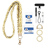 Scrunchie Lanyard voor docenten met ID-badgehouder en accessoireset, blauwe vergeet-mij-nietje bloemenprint