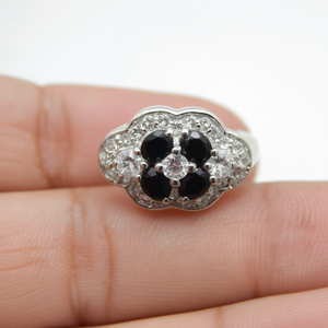 Bague de mariage classique en argent sterling 925 avec onyx noir et quartz 0,67 ct, sertie de griffes, pour femme, idéale pour fiançailles, fête, anniversaire, certifiée CMA - Product Image 1