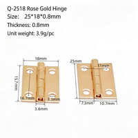 Mini Bisagra Oro Rosa 25180.8mm, Herraje Metálico al por Mayor de Fábrica para Joyeros, Cajas de Regalo, Cajas de Madera, Marcos de Fotos y Manualidades