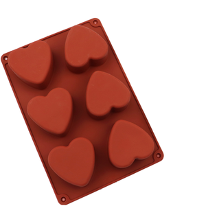 Moldes de Silicona en Forma de Corazón para Hacer Jabón, Moldes para Hornear Pasteles, <span class=keywords><strong>Molde</strong></span> de Silicona de 6 Cavidades en Forma de Corazón para Chocolate y Gelatina - Product Image 1
