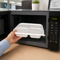 Couvercle de conteneur jetable biodégradable et compatible micro-ondes, spécialement conçu avec des séparateurs à rainures pour éviter la contamination croisée des liquides