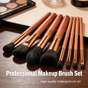 Ensemble de 12 pinceaux de maquillage en poils synthétiques faits à la main, manche en bois, logo personnalisé, sans cruauté, kit de pinceaux professionnels pour le visage - Product Image 4