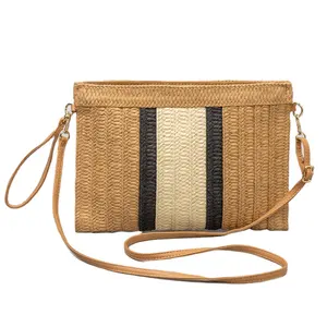 New Custom Straw Crossbody Bag Summer Beach Straw Woven Envelope Purse Wallet for Women
