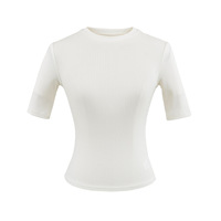 Chemise sexy à coupe régulière, légère, respirante, extensible dans quatre directions, séchage rapide, en Spandex/Coton, avec col montant et manches courtes, effet sculptant la taille