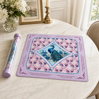 Tapis de table carré antidérapant en néoprène avec motif personnalisé pour le jeu de mahjong américain