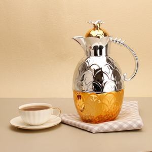 WUJO-taza de café dorada con forma de piña, jarra térmica al vacío con revestimiento de vidrio para el mercado árabe de Arabia Saudita, Dubái, 0.6l, 1l - Product Image 2
