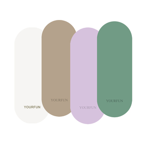 Tapis de sport personnalisé avec logo, couleur beige coco, en forme d'arche, noir mat nude, en caoutchouc PU, forme pilule, YF0304T, anti-ovale - Product Image 1