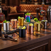 Vente en gros de tasses à Moscow Mule en acier inoxydable 304 plaqué cuivre de 14 oz (410 ml) avec poignée, pour la bière et les boissons