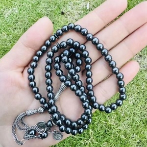 Tasbih de hematita de textura rica pulido a mano, 6mm, 99 cuentas, unisex, joyería religiosa musulmana de piedra curativa - Product Image 1