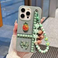 Coque de téléphone BAILI Factory populaire avec motif papillon 3D en perles, accessoires de fruits, pour Samsung A05S/A51/A21S, poudre flash IMD, bracelet