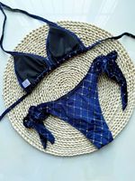 Bikini sexy micro-bra en velours doré de style européen et américain, 2 pièces, col en V, avec cristaux écologiques résistants