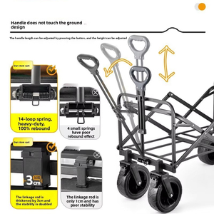 Direct Factory 400L Capacity Pickup Style Camping Wagon 12-Bearing Heavy Duty <b>Trolley</b> with 120cm Extended Tailgate - Product Image 4