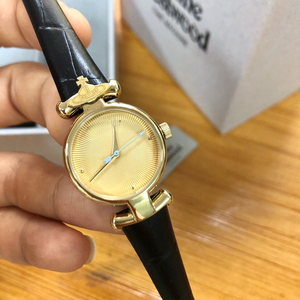 Nuevo y popular reloj azul hielo con correa de cuero, reloj de cuarzo Saturno pequeño dorado con diseño de hueso de serpiente para mujer - Product Image 3