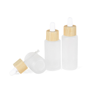 Luxury Frosted Glass <b>Bottle</b> Customized Essential Oil <b>Bottle</b> For Cosmetics Container <b>Empty</b> With Rubber Dropper Bamboo Cap - Product Image 2