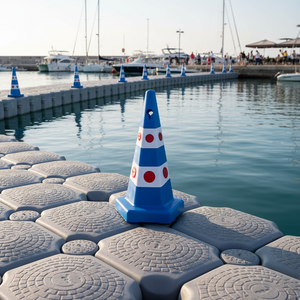 Cono de Tráfico Hexagonal Azul de 65 cm con Ojos de Gato, Barrera de Advertencia Tipo Pontón, Hecho en Turquía - Product Image 3