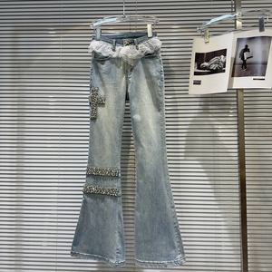 Bettergirl 2025 Primavera nueva dulce niña encaje <span class=keywords><strong>falda</strong></span> borde rhinestone nail bead industria pesada micro <span class=keywords><strong>pull</strong></span> pantalones jeans - Product Image 1