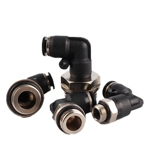 Conectores Rápidos de Codo con Rosca G Serie <span class=keywords><strong>PL</strong></span>, Conectores Neumáticos de Empuje de 90 Grados para Tubos, Pieza para Accesorios de Aire - Product Image 1