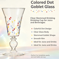 Gobelets en verre soufflé à la main avec des points colorés, verres à vin décoratifs à pied pour la décoration de table de fête ou de mariage