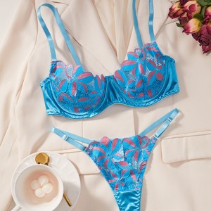 New Hot Selling <b>Sexy</b> Rose French Embroidered Flower Underwear Women's Two Piece <b>Set</b> <b>Sexy</b> Lingerie Girl Underwear and <b>Bra</b> <b>Set</b> - Product Image 3