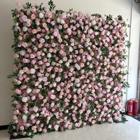 J123 Luxuriöse 5D Künstliche Blumen Rosa Blumen-Hintergrund Aufrollbare Blumenwand für Veranstaltungen Bühnen Party Geburtstag Hochzeitsdekorationen