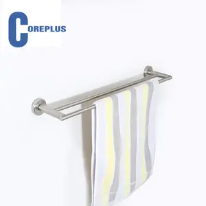 Home goods modern bathroom accessories set towel bar top selling hotel use wall mounted double bath towel bar rack holder 304 stainless steel hotel