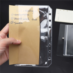 A6 Binder kantong 3 kantong bening PVC amplop uang 1 kantong ritsleting 2 sisi kantong Binder terbuka untuk tagihan uang Organizer - Product Image 5