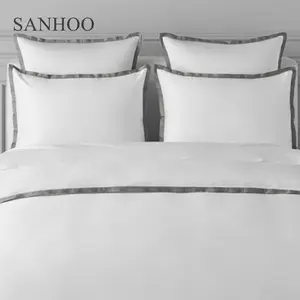 Роскошный гостиничный текстиль SANHOO, 300 нитей, сатиновое белое постельное белье, Комплект постельного белья из 100% хлопка