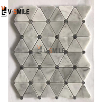Cuisine Triangle Waterjet Marbre Hexagone Diamant Carrelage Irrégulier Marbre Blanc Carrare Waterjet Mosaïque