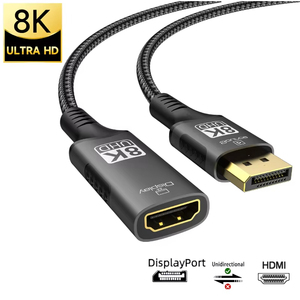 Cable Convertidor DP a HDMI de Fábrica ZONG, Chapado en Oro de 24K, 8K 60Hz, Macho-Hembra, para Monitor, Reproductor de DVD, PC, <span class=keywords><strong>Proyector</strong></span> - Product Image 1