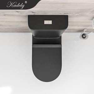 Bồn Cầu Hai Mảnh Không Vành Phòng Tắm Bằng Gốm Hiện Đại Cao Cấp Bồn Cầu <span class=keywords><strong>Wc</strong></span> Tủ Nước Nhà Vệ Sinh Chống Nước Màu Đen Mờ - Product Image 4