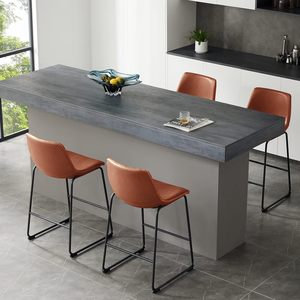 Modern Brown Bar <strong>Stools</strong> 26 Inch Height <strong>Kitchen</strong> <strong>Island</strong> Counter <strong>Stools</strong> <strong>with</strong> Metal Legs and Back Support - Product Image 2