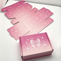 Boîte d'expédition personnalisée imprimée avec nœud, dégradé rose-violet, rigide, pour bibelots, cartes d'idoles, cadeaux et papier