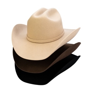 Huayihats RTS Sombrero de Vaquero Unisex de Fieltro 100% Lana Australiana con Corona de Vaquero y Ala Ancha - Estilo Occidental Negro/Marrón/Beige - Product Image 1