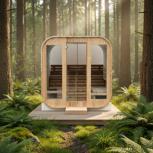 Sauna électrique extérieur en forme de <span class=keywords><strong>cube</strong></span> pour villa, 6 kW, en bois massif, système étanche, capacité personnalisable, bois électrique - Product Image 1