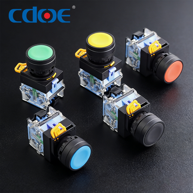 CDOE 10a La38 Pushbutton Industrial Control IP65 Power Button Latching 22mm Plastic Momentary Push Button Switch
