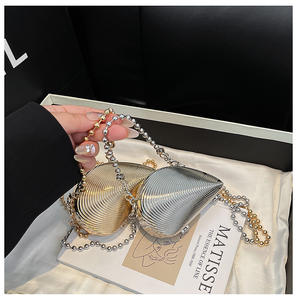 2025 primavera estate nuovo elegante <span class=keywords><strong>argento</strong></span> e oro spirale ostrica acrilico Shell pochette borsa da donna - Product Image 2