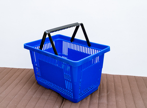 Panier à provisions en plastique <span class=keywords><strong>double</strong></span> poignée 28L Panier d'épicerie portable au supermarché - Product Image 6