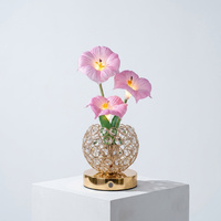 Lámpara de Mesa Glory Flower con Base de Cristal, 3 Colores, Luz Nocturna LED Regulable sin Escalonamientos, Recargable Tipo C, Control Táctil, Lámpara de Noche