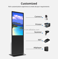 Kiosque publicitaire à écran tactile LCD de 50 pouces pour centre commercial, restaurant, centre commercial, moniteur d'affichage FloorStand avec application vidéo