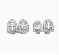 Grillz Hip Hop Double Croix pour dents, sertis de zircone cubique, couvre-dents creux, bijoux de performance pour hipsters et rappeurs, vente en gros