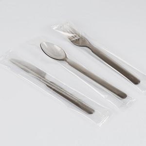 heavy weight to go silverware plastic kit airline ps spoon fork knife salt pepper disposable cutlery wrapped set