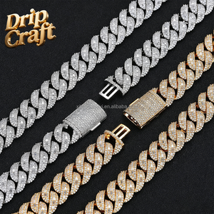 Hip-Hop 15mm Gemischte T-Quadrat Zirkon Kubanische Kette Halskette, Komplettset mit Echtvergoldung, Street Rap, Trendige Marke, Unisex - Product Image 6