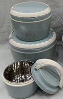 Lot de 3 casseroles isothermes emboîtables avec couvercle à verrouillage sécurisé, en acier inoxydable, 1,2L, 2,4L, 4,8L, pour maintien au chaud et au froid, pour service de banquets