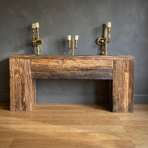 Handmade Contemporary Luxury Wood <b>Console</b> <b>Table</b> with Rustic Iron Marble Accents Convertible <b>for</b> Home Hotel Living Room <b>Entry</b> Use - Product Image 6