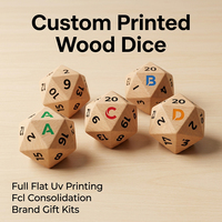 Dés en bois personnalisés faits à la main, imprimés UV, écologiques, durables, certifiés CE, pour kits de jeu de marque, cadeaux, consolidation FCL en usine, vente en gros