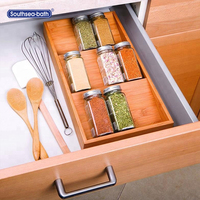 Porte-épices en bambou de style moderne, organisateur de cuisine de comptoir, présentoir debout multifonctionnel à trois niveaux pour le nettoyage de la vaisselle