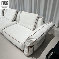 Canapé modulaire en tissu style crème, entièrement déhoussable, mousse haute densité, idéal pour les zones de réception familiales modernes et minimalistes